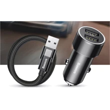 Зарядное устройство Baseus Car Charger Small Screw Series 2xUSB 3.4A + USB-C Cable Black (TZXLD-B01): Кабель в комплекте USB-C