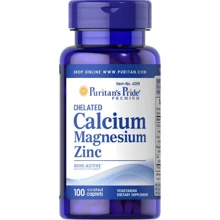 Puritan's Pride Chelated Calcium Magnesium Zinc Кальций Магний Цинк Хелат 100 каплет: Тип Мультиминералы