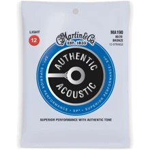 Струна для гитар Струны MARTIN MA190 Authentic Acoustic SP 80/20 Bronze Light 12-String (12-54): Тип Комплект струн