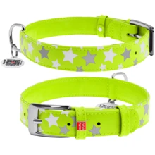 Нашийник Collar Glamour з візерунком Зірочка Світиться з QR паспортом 38-49 см 25 мм салатовий (4823089301365): Виробник Collar
