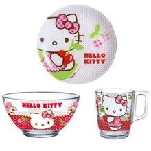 Столовый сервиз Набор Luminarc Hello Kitty Cherries J0768/ПК (тарелка, пиала, кружка): undefined undefined