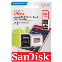Карта памяти SanDisk 512GB microSDXC Ultra Class 10 UHS-I (U1) V10 A1 + адаптер (SDSQUAC-512G-GN6MA): Тип карты MicroSDXC