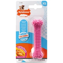 Іграшка Nylabone Puppy Chew Dental Bone жувальна кістка для цуценят, смак курки рожева XS до 7 кг 9.5x2.5x1.9 см (54523): Виробник Nylabone