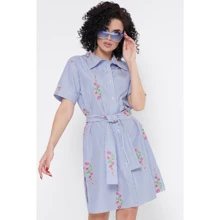 Платье FashionUp PL-1767E-46 46 синее повседневное до середины бедра: Состав Хлопок