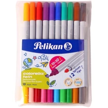 Фломастери Pelikan Colorella Twin 20 кольорів 10шт двосторонні 1мм / 2мм: Тип На водній основі