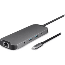 Адаптер Chieftec Adapter USB-C to HDMI+2xUSB3.2+RJ45+USB-C+SD/TF+3.5mm+PD 80W (DSC-901): Колір серый