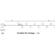 Гирлянда Smart LED Twinkly Pro Strings RGBW 250 одна линия IP65 AWG22 PVC прозрачный: Тип Линейная