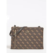 Женская сумка через плечо Guess Naya Doudle Zip Crossbody коричневая (HWQL7881700-BBL): Пол Женский