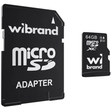 Карта пам'яті Wibrand 64Gb microSDXC Сlass 10 UHS-I U1 + adapter (WICDXU1/64GB-A): Тип карти MicroSDXC