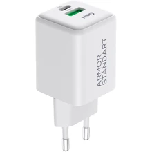 Зарядное устройство ArmorStandart Wall Charger USB+USB-C GaN 30W White (ARM77549): Особенности Быстрая зарядка, Power Delivery (PD), USB-C