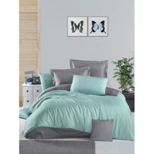Комплект постельного белья Victoria Plain Sateen Mint/ Grey сатин евро (2200000609021): Материал сатин