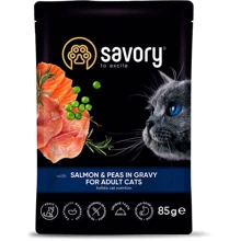 Влажный корм Savory Salmon&Peas in Gravy for Adult Cats 3+1 для котов лосось с горошком в соусе 4х85 г (Savory_032817): Тип Влажный корм