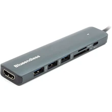 Адаптер Blueendless Adapter USB-C to HDMI+3xUSB+SD/TF+PD 100W (CA913848): Колір серый
