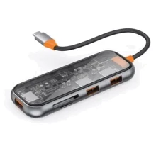 Адаптер WIWU Adapter Cyber 5in1 USB-C to 3xUSB3.0+SD/MicroSD Space Gray: Цвет серый