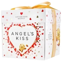 Цукерки Любимов Angel's Kiss шоколадні білі з мигдалем, рисовими кульками та кокосовою стружкою 140 г (4820240031239): Вага, г 140