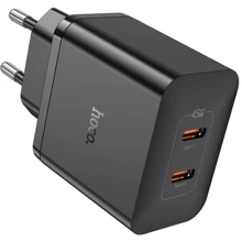 Зарядное устройство Hoco Wall Charger N35 Streamer 2xUSB-C 45W Black: Особенности USB-C