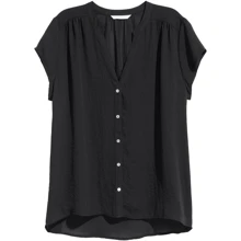 Блуза H&M 3936404 46 черная с коротким рукавом: Сезон Лето