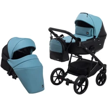 Коляска 2 в 1 Bair Kiwi кожа 100% BK-7/15 голубой - черный: Тип коляски Универсальная коляска (2-в-1)