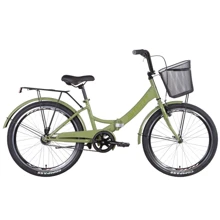 Велосипед ST 24" Formula SMART Vbr с багажником зад St, с крылом St, с корзиной St 2022 (хаки): Материал рамы сталь
