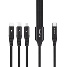 Кабель Proove Cable USB-C to Lightning/microUSB/USB-C Hydra 3 in1 1m Black: Тип USB-C - Lightning/microUSB/USB-C