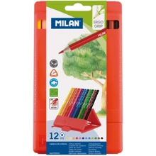 Олівці кольорові Milan 0729312 12кол., Тригранні, гнучкі, коробка з підставкою: Тип кольорові