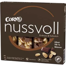 Упаковка злакових батончиків Corny з арахісом та молочним шоколадом 4х24 г (4011800545819): Вага, г 96