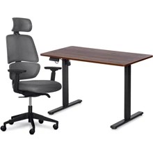 Комплект Mealux PowerDesk Lite Walnut+ Leo Air Plus Grey стол и стул (EVO-201 Lite Walnut /B +Y 546 KBG): undefined undefined