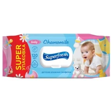 Вологі серветки Super Fresh Chamomile для дітей та мам, з клапаном, 120 шт.: Виробник Superfresh