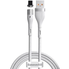 Кабель Baseus USB Cable to Lightning Zinc Magnetic Safe Fast 2.4A 1m White (CALXC-K02): Тип USB Cable - Lightning