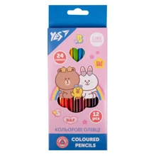 Олівці кольорові YES 12 шт 24 кольори Line Friends (290713): Тип Цветные