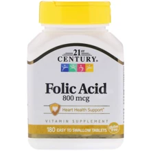 21st Century Folic Acid, 800 mcg, 180 Tablets: Тип вітамін B