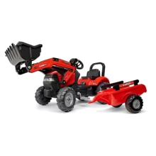 Детский трактор Falk Case Ih Maxxum на педалях c прицепом и ковшом красный (961AM): Вид трактор