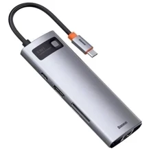 Адаптер Baseus Adapter Metal Gleam Series USB-C to HDMI+2xUSB3.0+PD+SD+TF+VGA Grey (WKWG050013): Колір серый