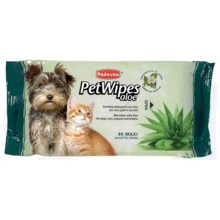 Очищающие влажные салфетки Padovan Pet Wipes Aloe с алое вера и зеленым чаем 40 шт (PP00462): Тип средства Салфетки