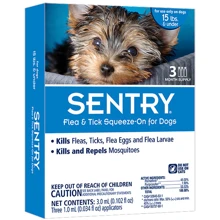 Капли на холку Sentry от блох, клещей и комаров для собак весом до 7 кг 1 мл 3 шт в упаковке (цена за 1 пипетку): Тип Капли