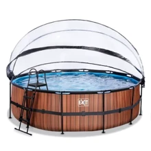 Бассейн EXIT Toys круглый с куполом 488х122 см + тепловой насос + песочный фильтр, дерево (30.67.16.10): undefined undefined