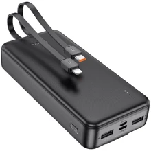 Внешний аккумулятор Hoco Power Bank 20000mAh J118A with Cable Black: Количество USB 4