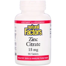 Natural Factors Zinc Citrate, 15 mg, 90 Tablets (NFS-01678): Тип Цинк