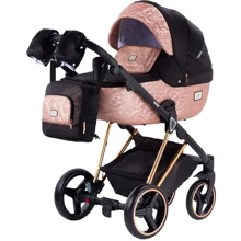 Универсальная коляска 2 в 1 Adamex Mimi Polar (Pink Gold) Y837 черный (люрекс) - медный (принт) кожа (выдавленная точка): Тип коляски универсальная коляска (2-в-1)