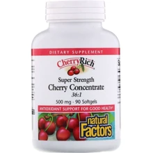 Natural Factors Cherry Concentrate 500 mg Экстракт дикой вишни 90 гелевых капсул: Форма выпуска Капсулы