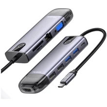 Адаптер McDodo Adapter USB-C to USB-C 2xUSB+2xUSB3.0+HDMI+RJ45+SD Grey (HU-7420): Колір серый
