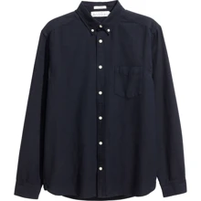 Рубашка H&M 4555495 48 синяя с длинным рукавом: Длина рукава Длинный