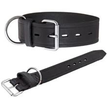 Нашийник широкий Flamingo Rondo Collar для собак натуральна шкіра чорний 5x65 см: Виробник Flamingo