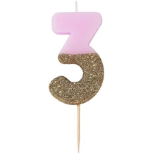 Сервіровка столу Свічка-номер 3 Talking Tables Рожевого кольору 1 шт (BDAY-CANDLE-3): undefined undefined