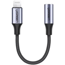 Кабель Ugreen Adapter Lightning to 3.5mm F Headphone Jack 10cm Grey (30756): Тип Lightning - Mini-jack 3.5mm M