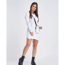 Платье ISSA PLUS 11283 42 белое спортивное до середины бедра: Состав Полиэстер, Хлопок, Эластан