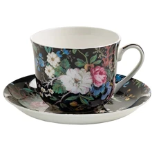 Чашка Maxwell & Williams для чаю з блюдцем Midnight Blossom Kilburn порцелянова 17.5х17.5х9 см 480 мл (WK01300): Тип Чашка c блюдцем для чая
