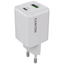 Зарядное устройство Canyon Wall Charger USB+USB-C CU45AC GaN 45W White (CNS-CUW45AC): Особенности Быстрая зарядка, USB-C, Power Delivery (PD)