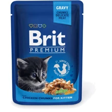 Вологий корм для кошенят з куркою Brit premium Pouches chicken chunks for kitten 100 г (8595602506026): Тип вологий корм