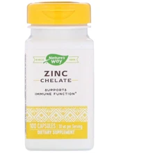 Nature's Way, Zinc Chelate, 30 mg, 100 Capsules (NWY-41091): Тип Цинк